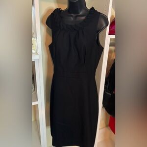 J Crew Black Ruffle Neckline Sheath Dress